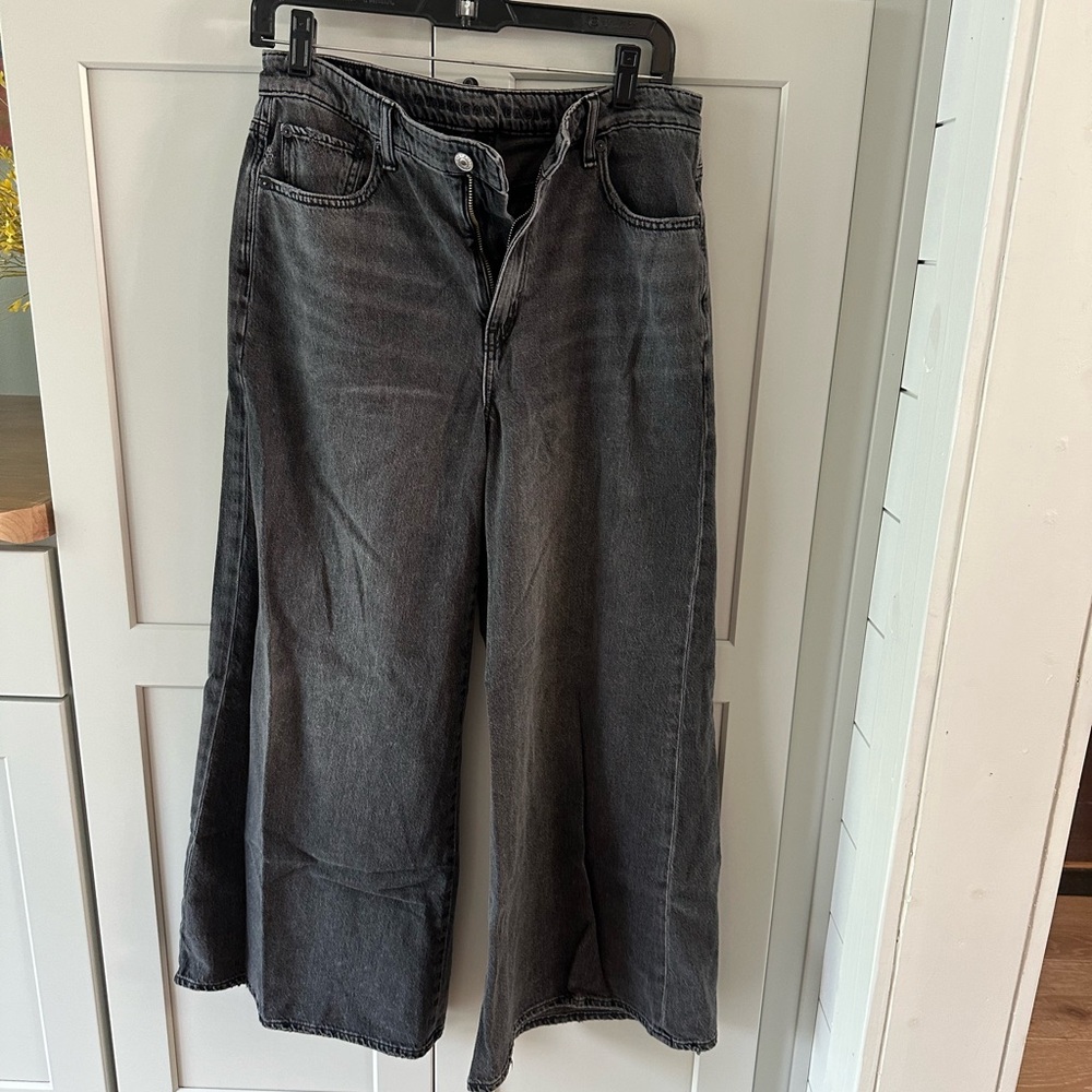 Black wide leg jeans, American Eagle